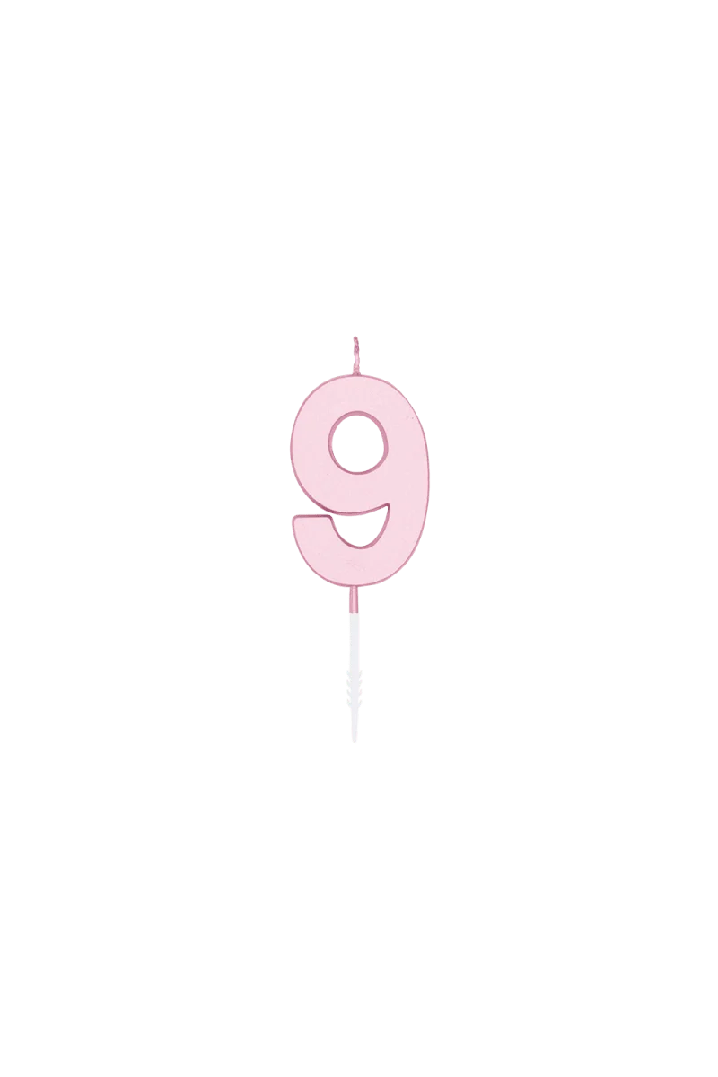 9-Jahres-Kerze, Pastellrosa, 4,5 cm