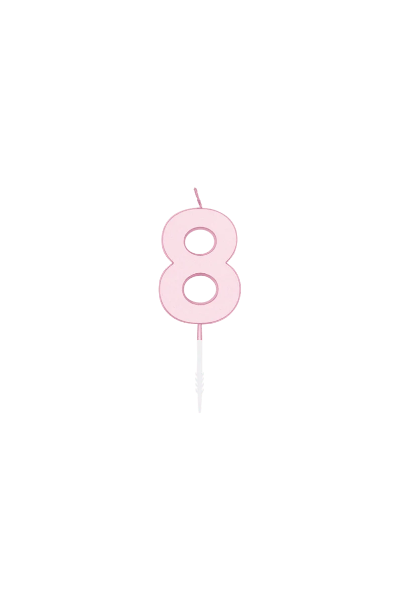 8-Jahre-Kerze, Pastellrosa, 4,5 cm