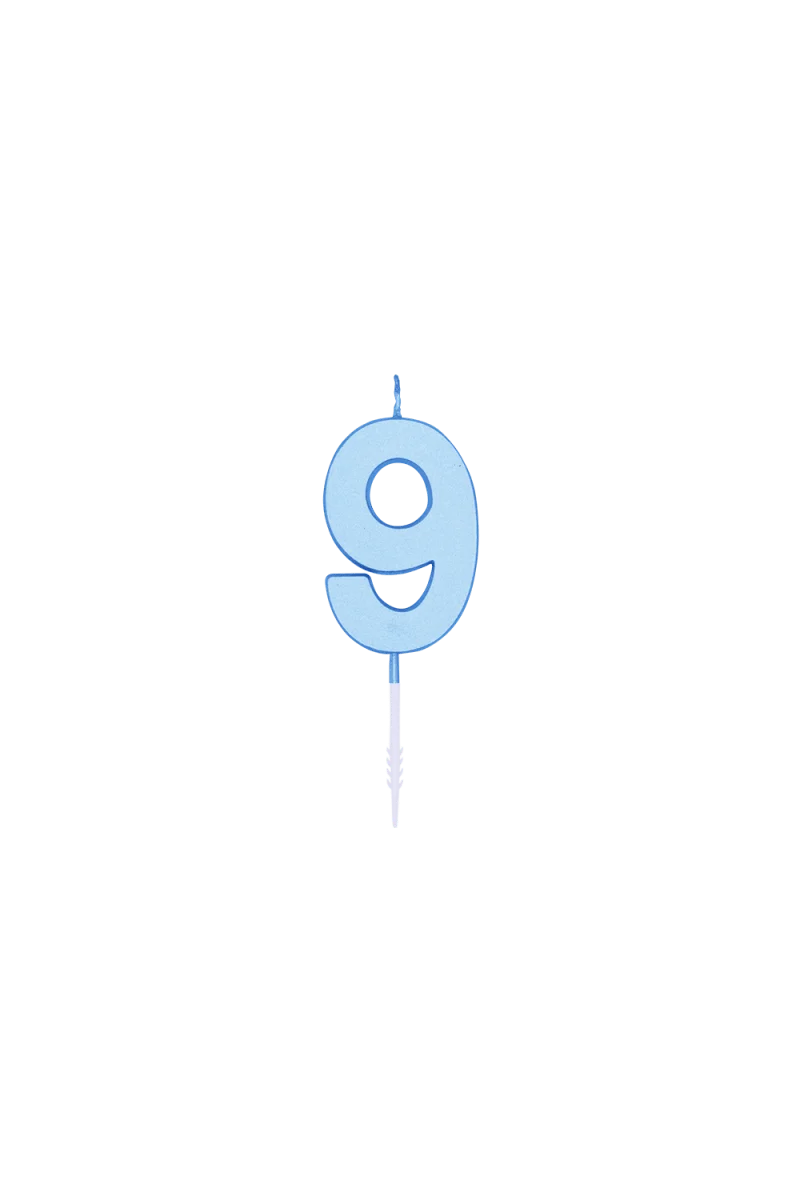9-Jahres-Kerze, Blau-Pastell, 4,5 cm