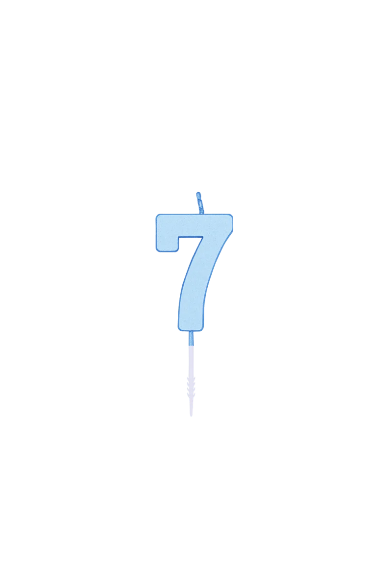 7-Jahres-Kerze, Blau-Pastell, 4,5 cm