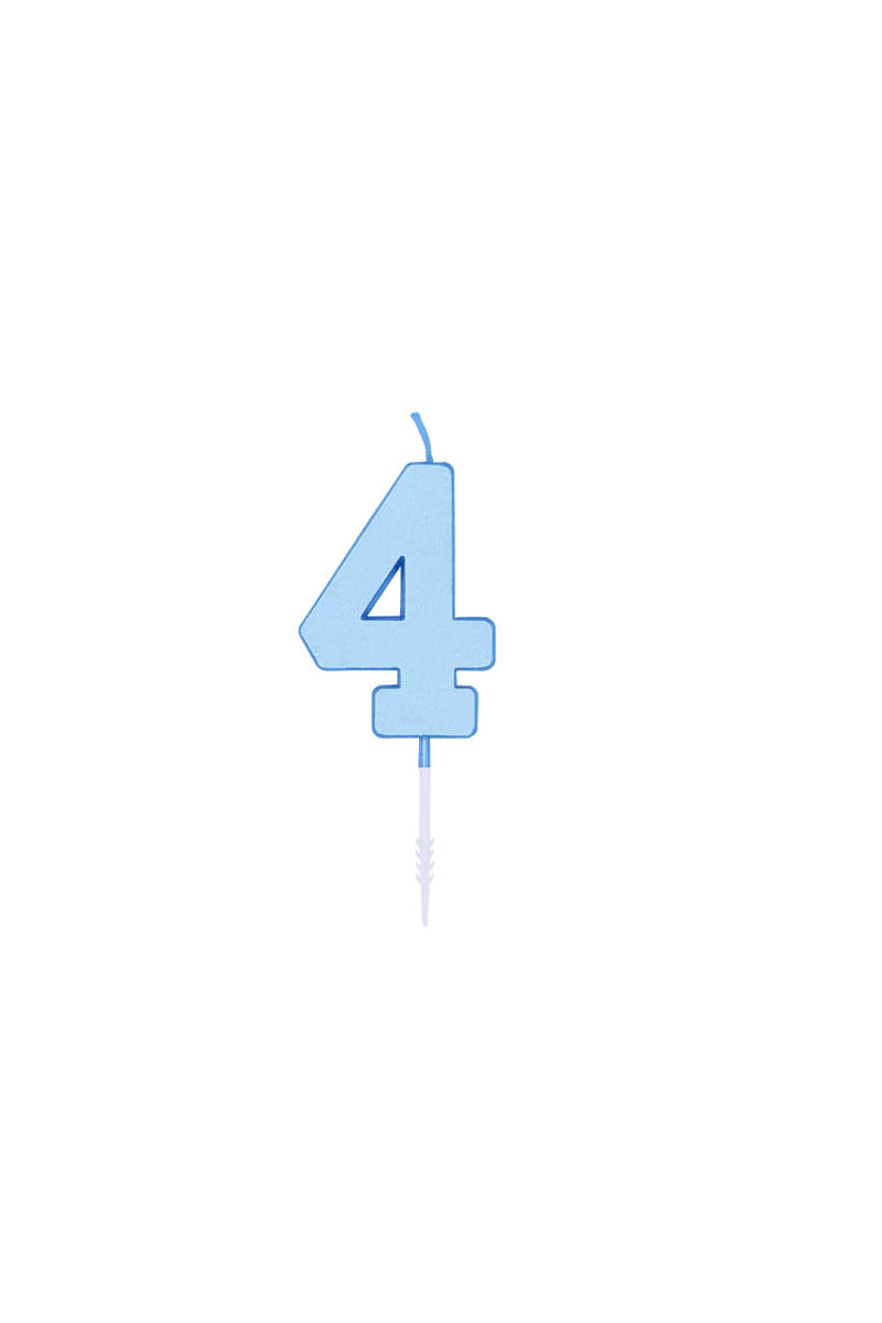 4-Jahres-Kerze, Blau-Pastell, 4,5 cm