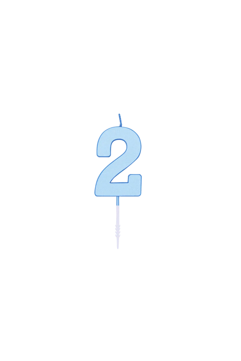 2-Jahres-Kerze, Blau-Pastell, 4,5 cm
