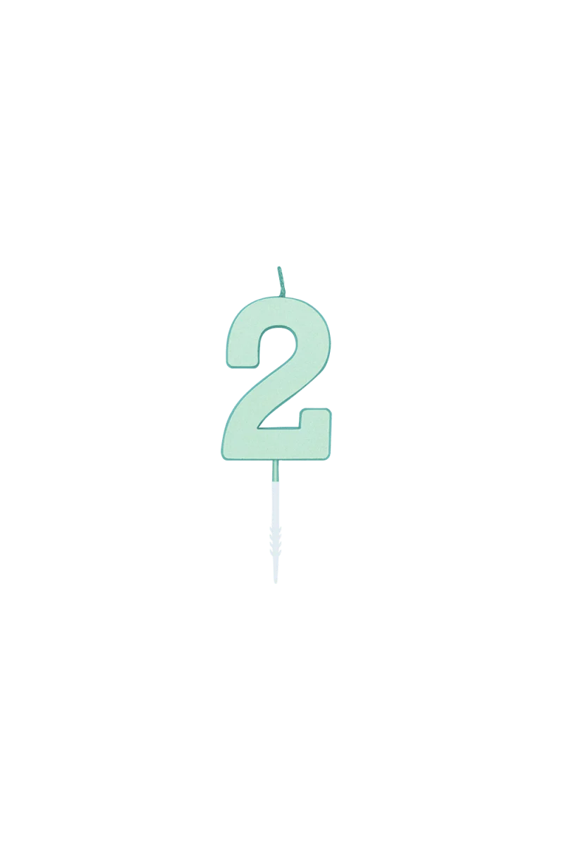 2-Jahres-Kerze, mintgrün, pastell, 4,5 cm