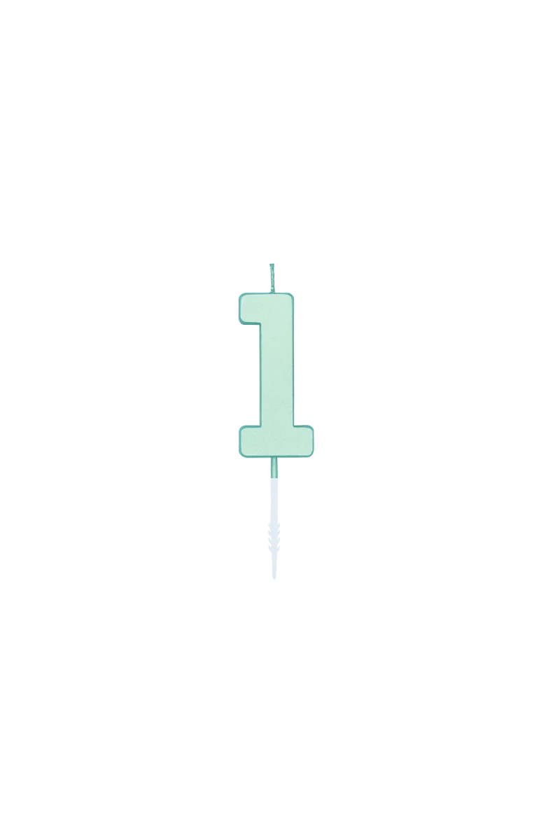 1-Jahres-Kerze, mintgrün, pastell, 4,5 cm