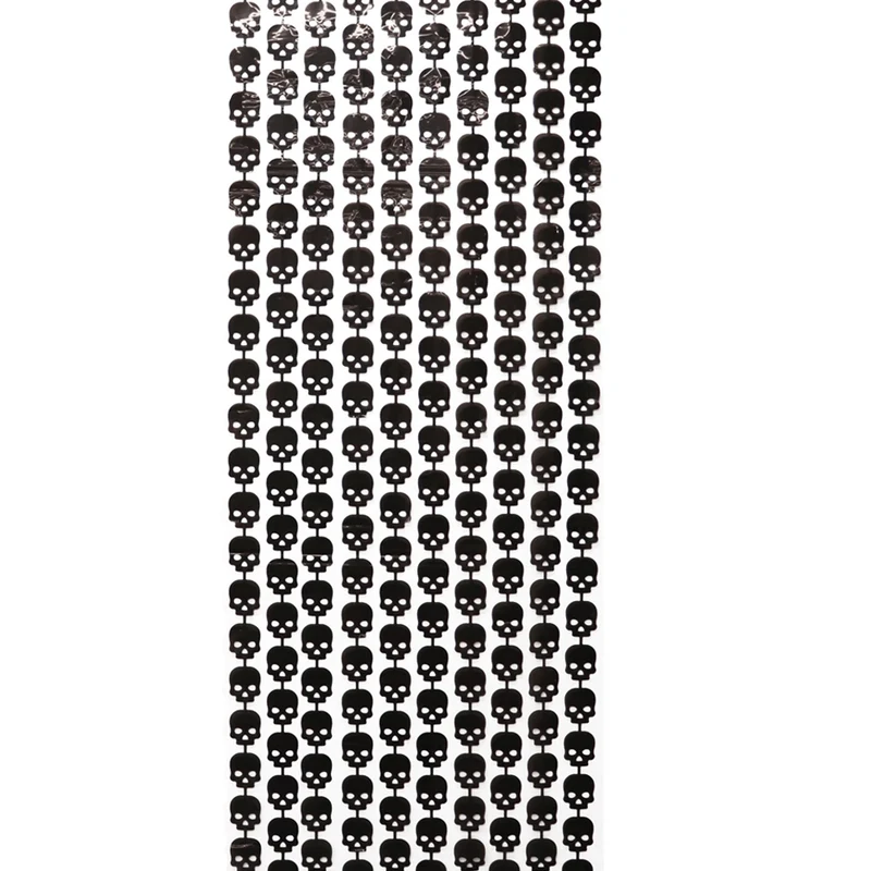 Halloween-Türvorhang, schwarz, Totenköpfe, 2 m