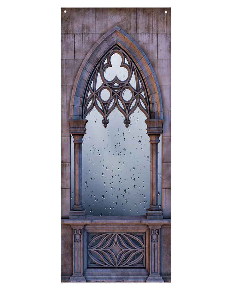 Tür & Wanddeko mit Gothic Schloss Fenster Motiv 78x200cm