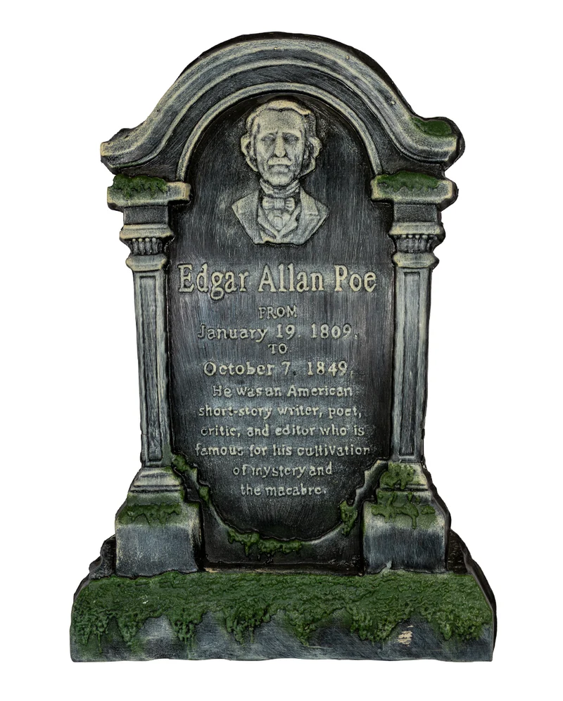 Edgar A. Poe Halloween Grabstein mit Erdspieß 53cm