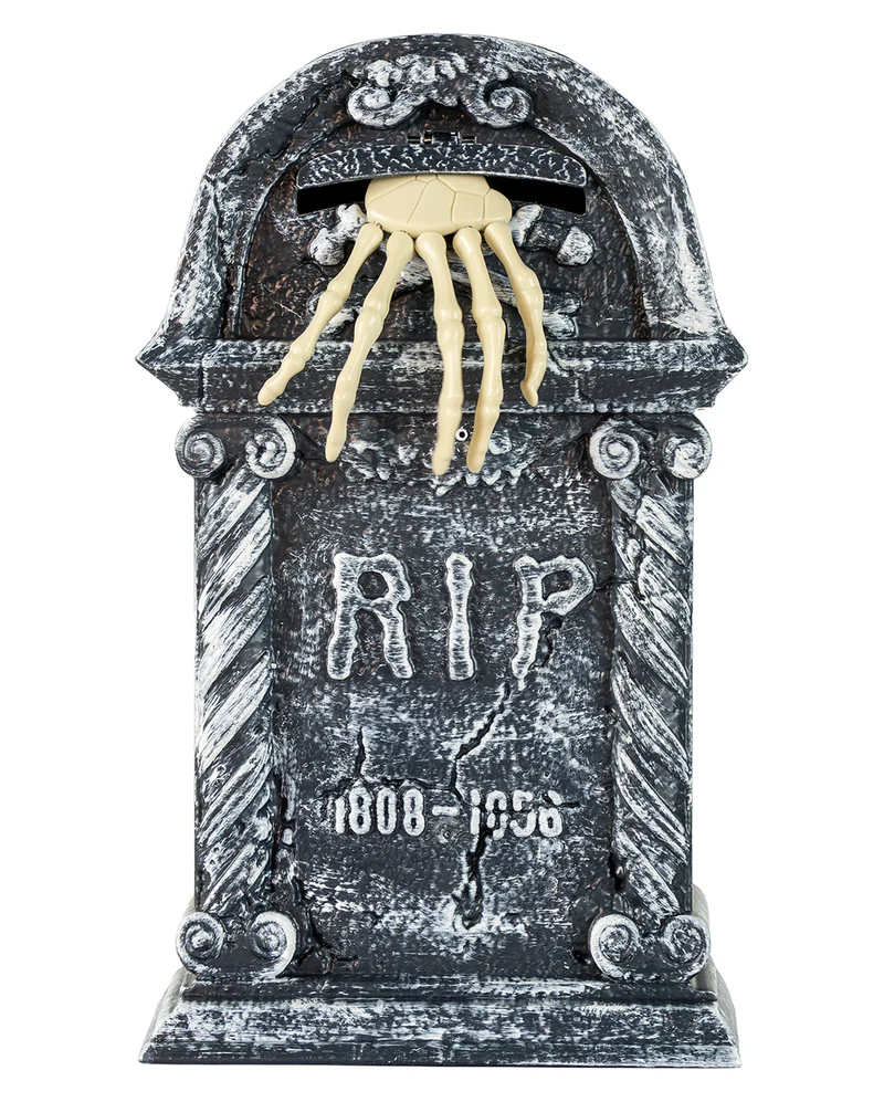 Halloween Grabstein mit Herausgreifender Skeletthand 43cm