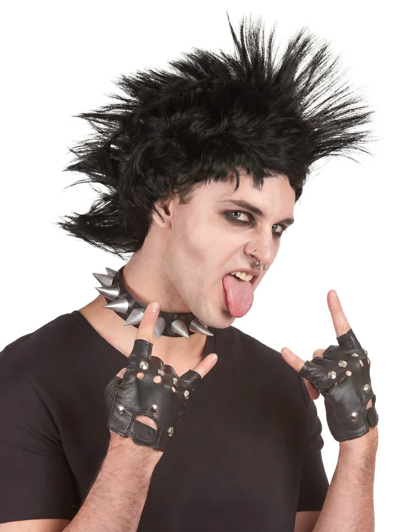 Schwarze Punk Perücke für Männer