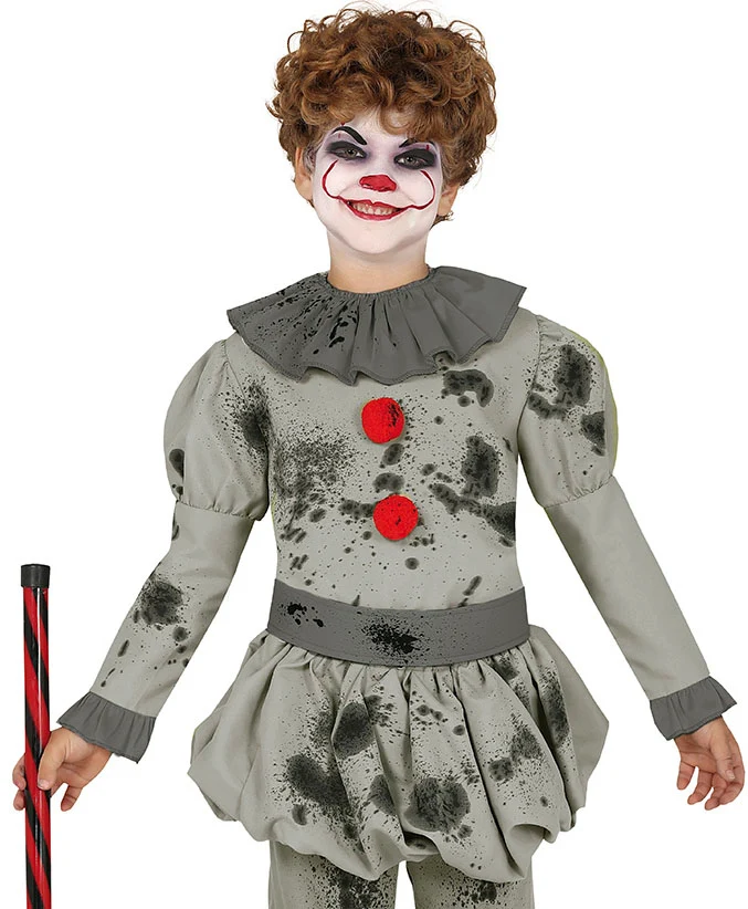 Grijs Horror Clown Kostuum Kind – Enge Halloween Clown