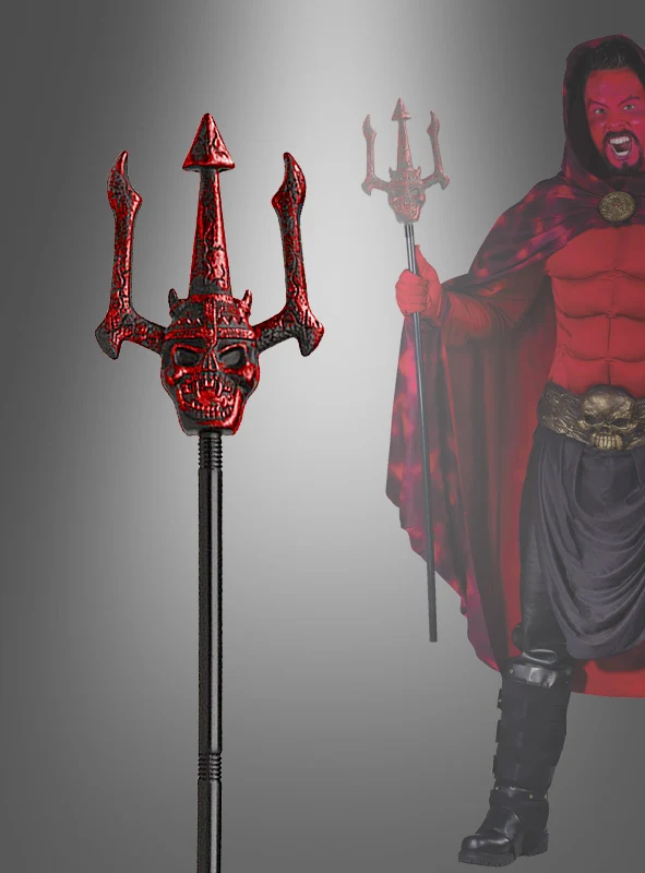 Roter Dreizack mit Teufelsgesicht 110cm