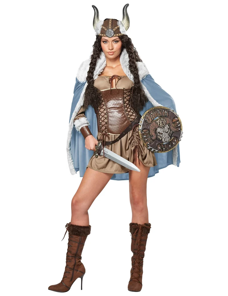Wikinger-Kostüm für Damen Wikingerin mit Cape