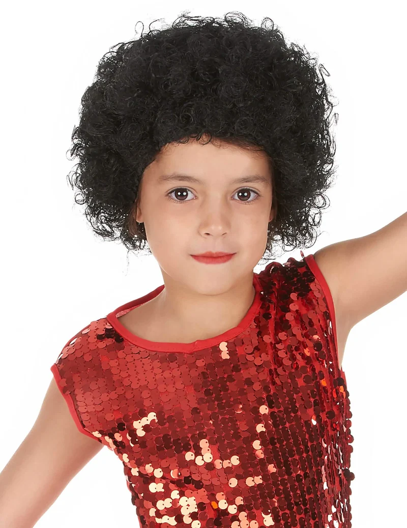 Perücke schwarze Locken für Kinder