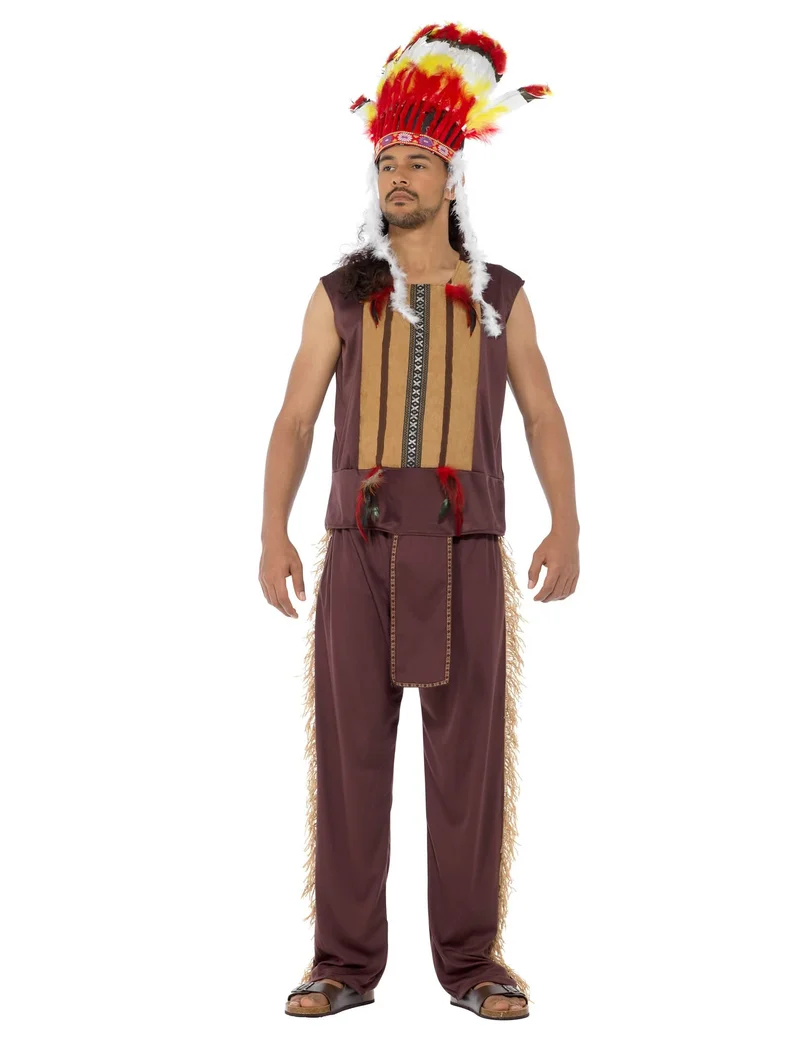 Indianerkostüm ärmellos für Herren bunt