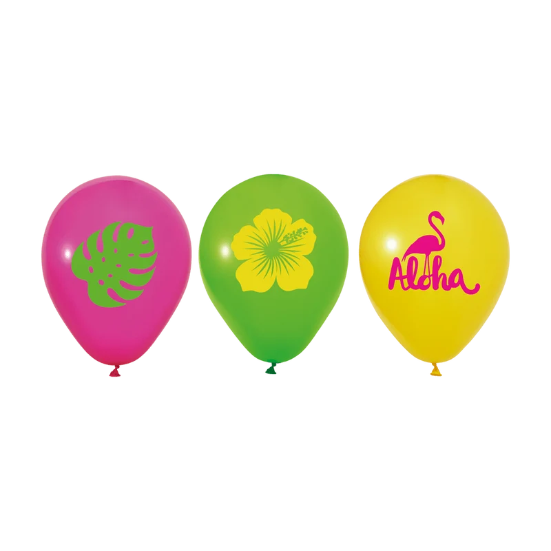 Hawaii-Luftballons, bunt, Aloha, 30 cm, 6 Stück