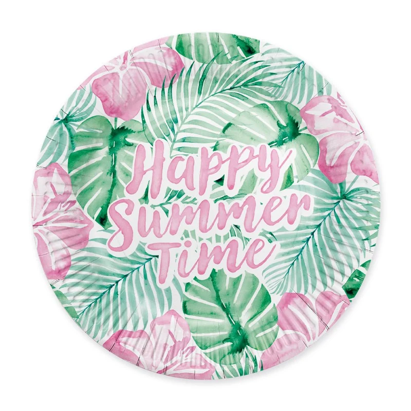 Grün-rosa Schilder „Happy Summer Time“, 23 cm