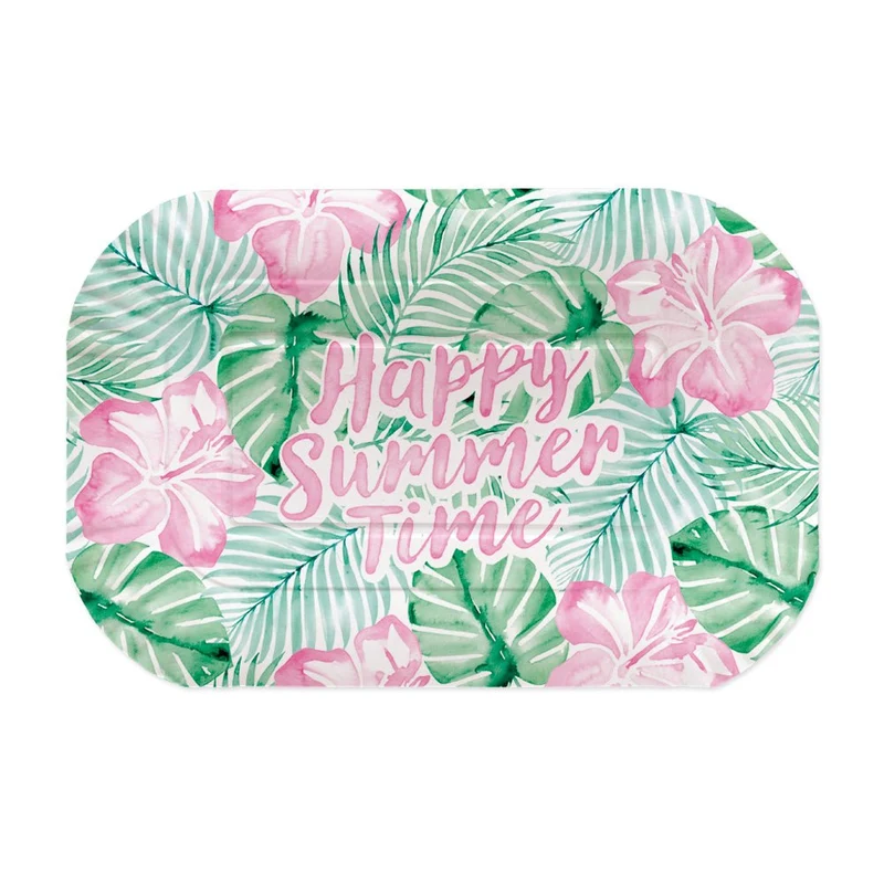 Grün-rosa Servierplatte „Happy Summer Time“, 2er-Set