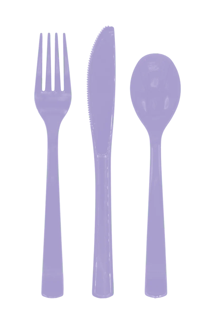 Lila Mehrwegbesteck, 18-teilig