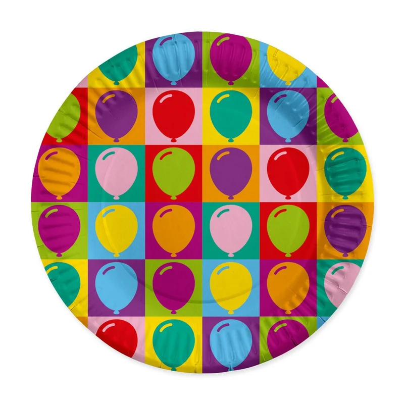 Bunte Papierschilder und Luftballons, 23 cm, 8 Stück