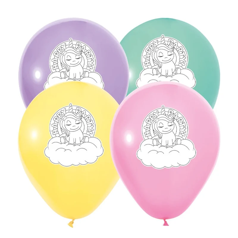 Einhorn-Ballons „Happy Birthday“, 30 cm, 8 Stück