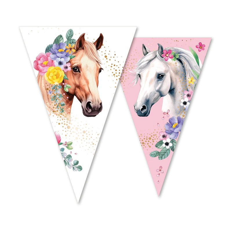 Pferde-Girlande, weiß-rosa, 10 m