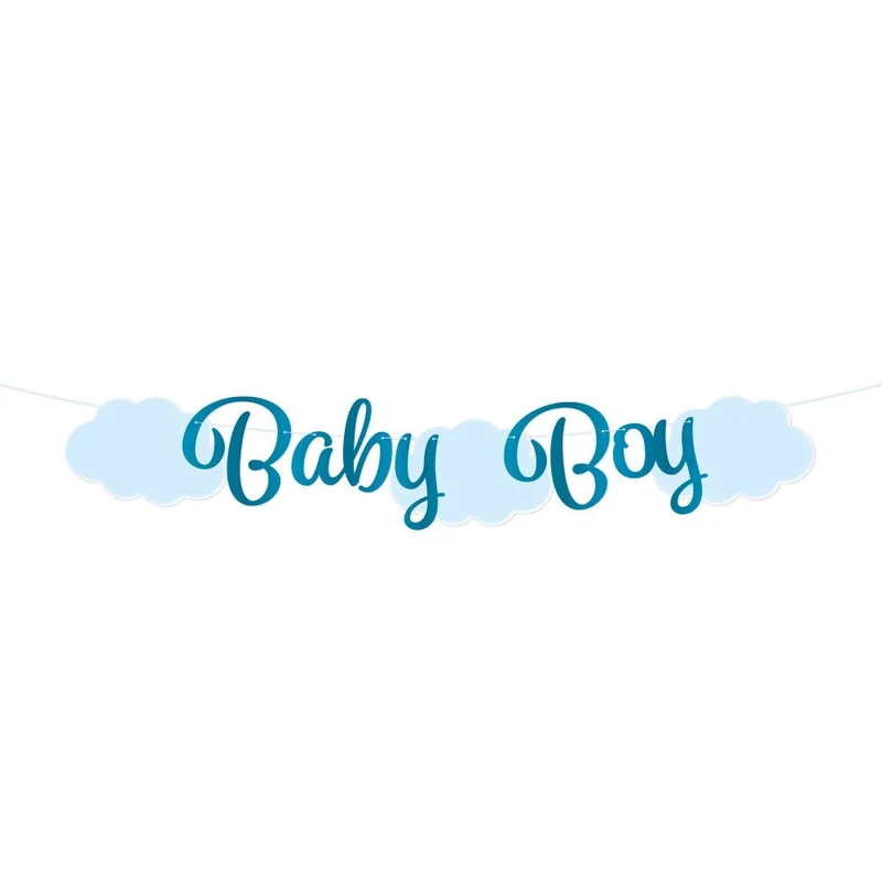 Blaue Buchstaben-Girlande „Baby Boy“, 2 m
