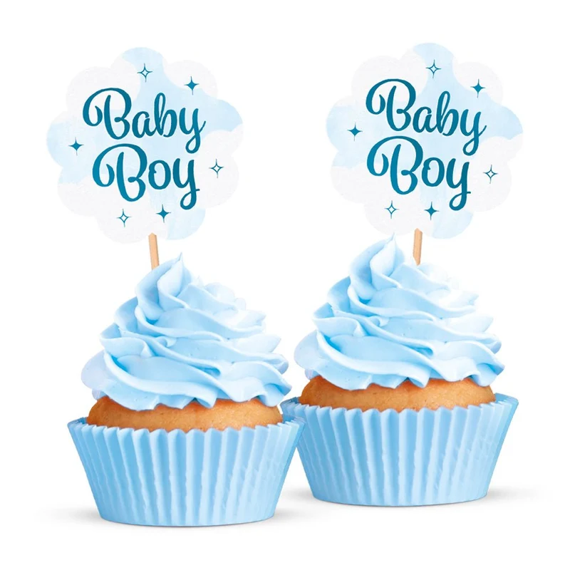 Blaue Cocktailspieße „Baby Boy“, 12 Stück