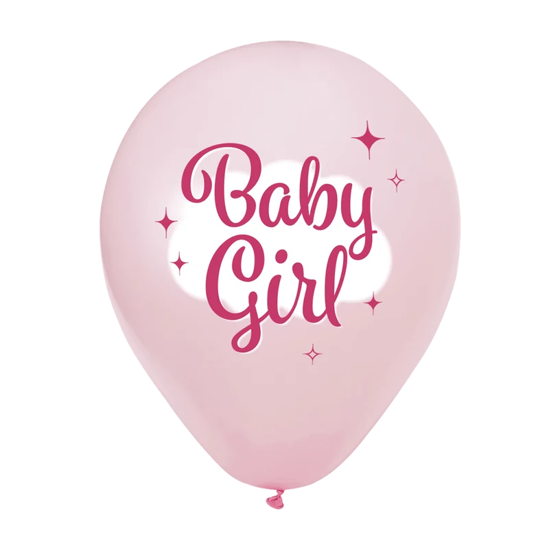 Rosa Luftballons „Baby Girl“, 30 cm, 8 Stück