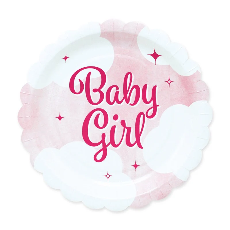 Rosa Teller „Baby Girl“, 19 cm, 8 Stück