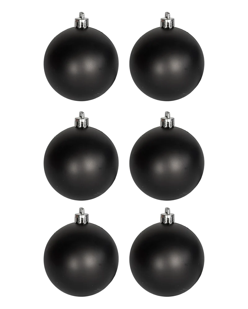 Matt Schwarze Christbaumkugeln Ø 6cm - 6 Stück