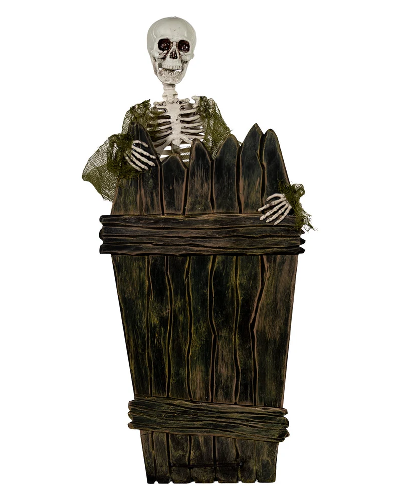 Skelett am Sarg-Zaun Halloween Animatronic 40cm