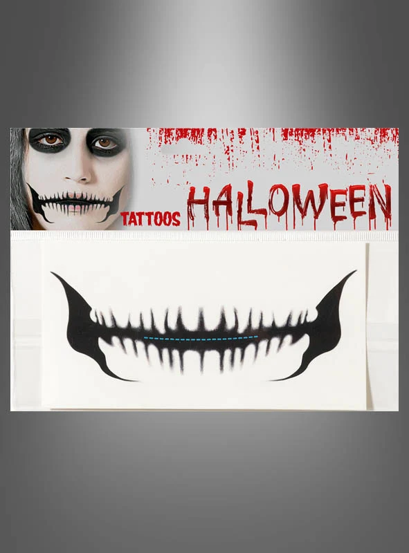 Halloween Tattoo zugenähter Mund Lippen
