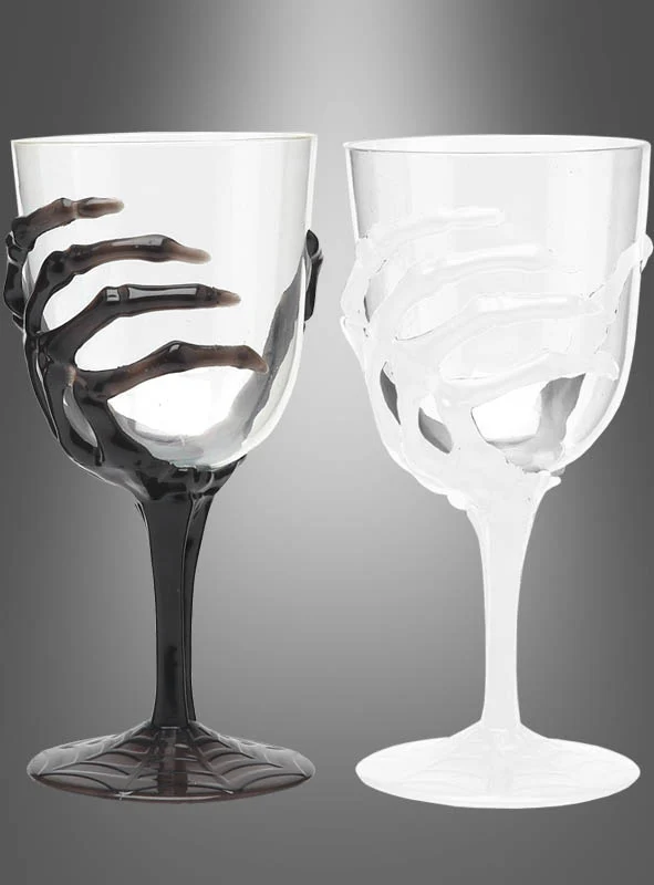 Halloween Trinkglas mit Skeletthand