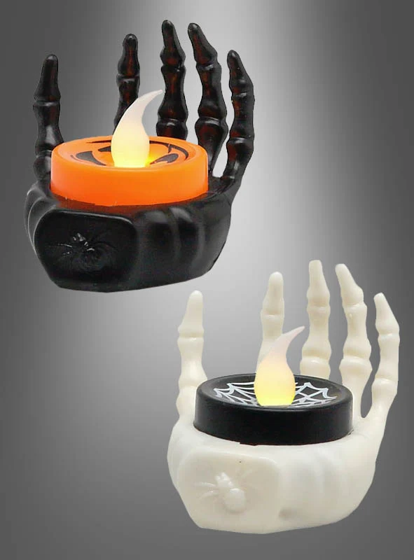 Skeletthand Kerzenhalter 5cm mit Licht