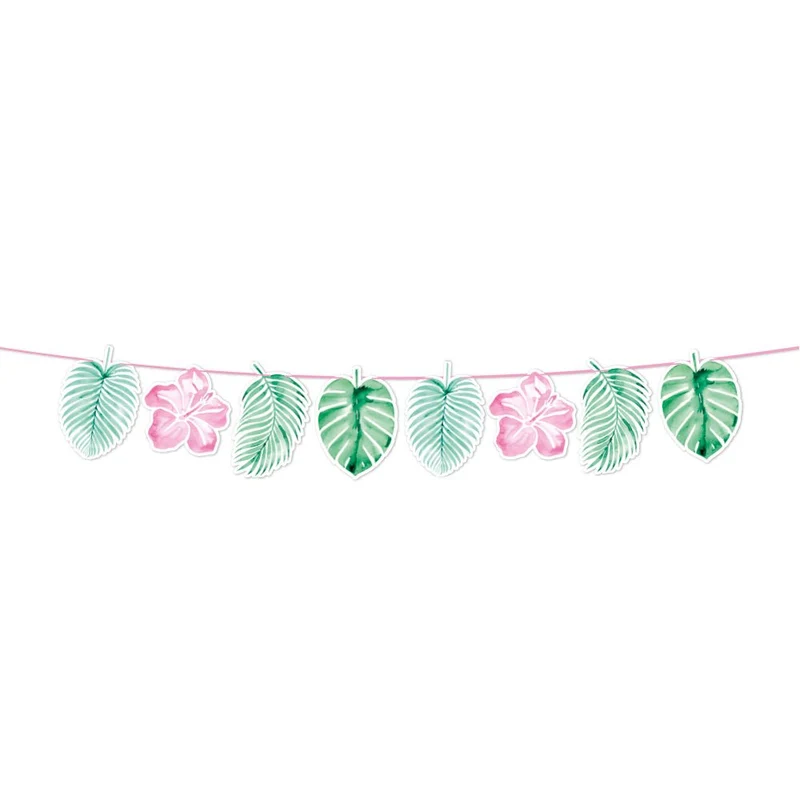 Hawaii-Girlande, grün-rosa Blätter