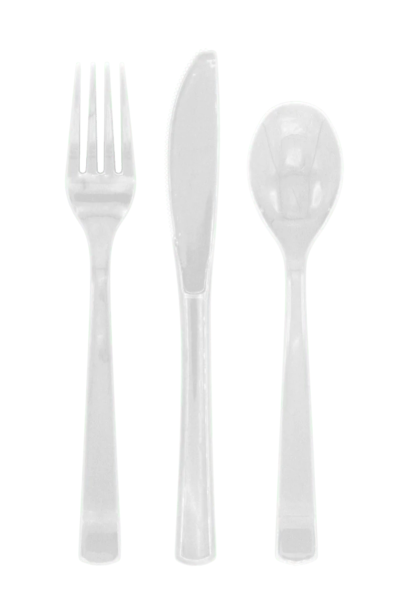 Durchsichtiges Besteckset, wiederverwendbar, 18-teilig