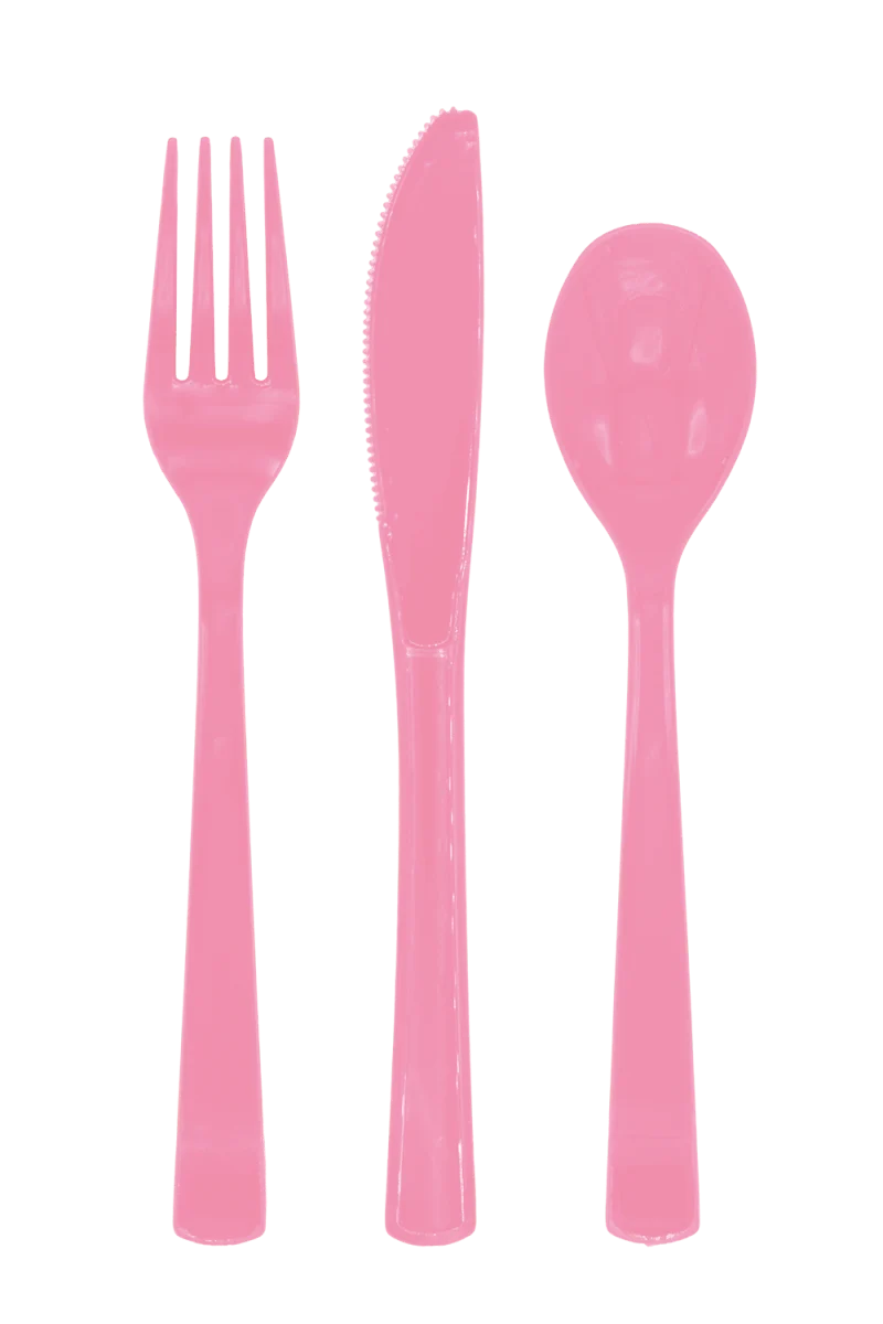 Rosa Besteck, wiederverwendbar, 18-teilig