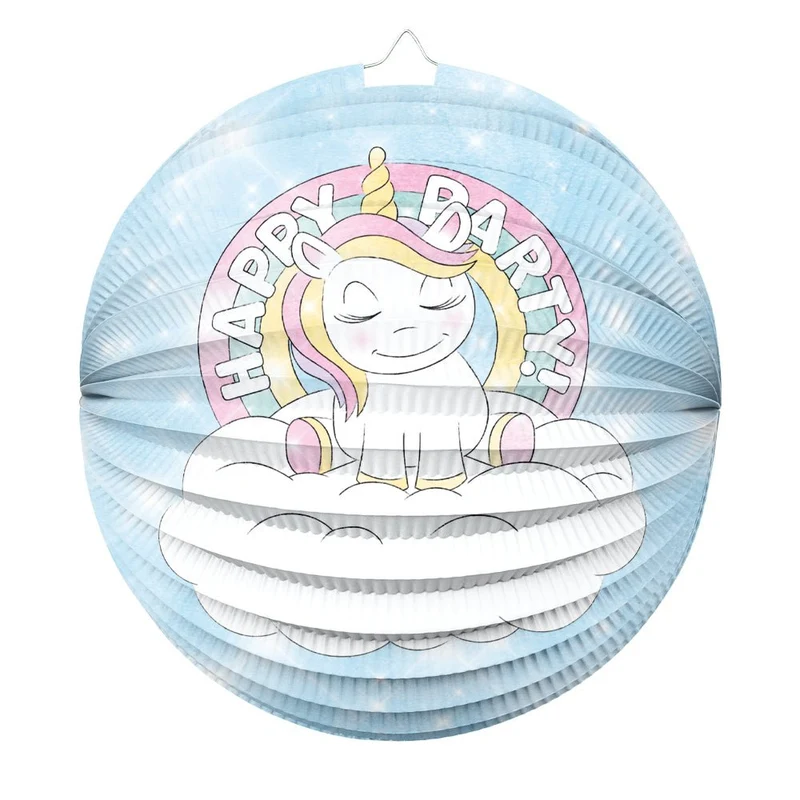 Einhorn-Lampion, rund, „Happy Birthday“