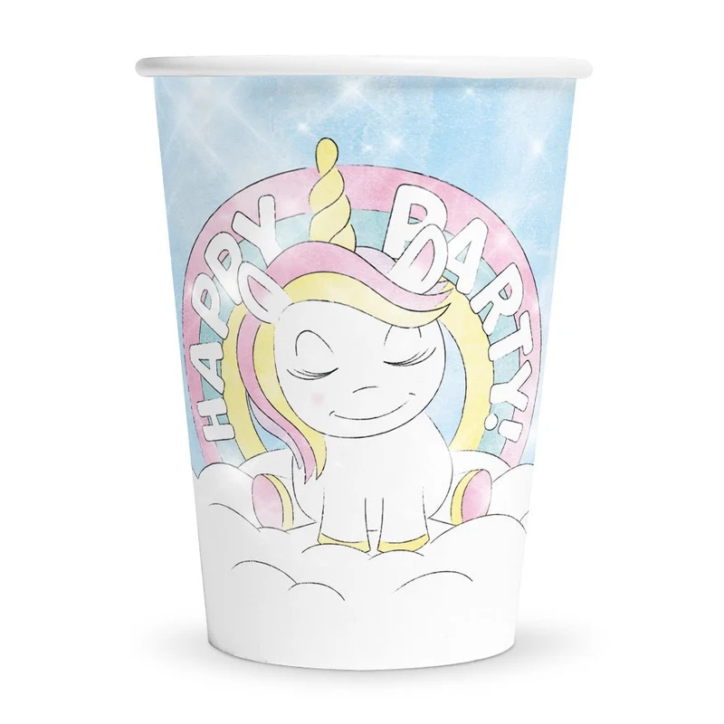 Unicorn-Becher „Happy Birthday“, 210 ml, 8 Stück
