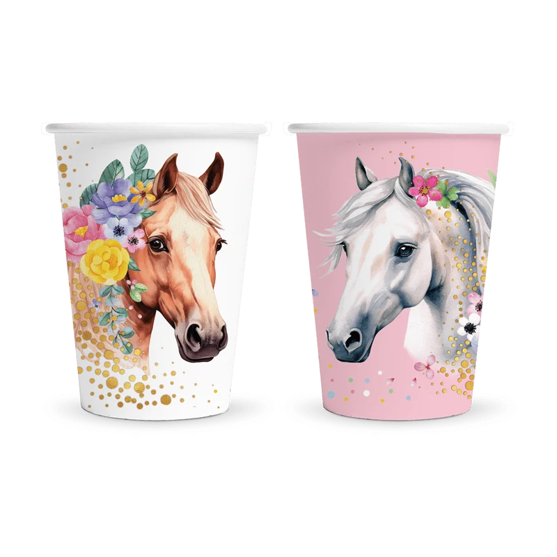 Pferde-Becher aus Papier, 210 ml, 8 Stück