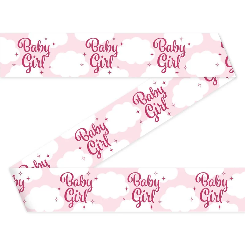 Rosa Absperrband „Baby Girl“, 12 m