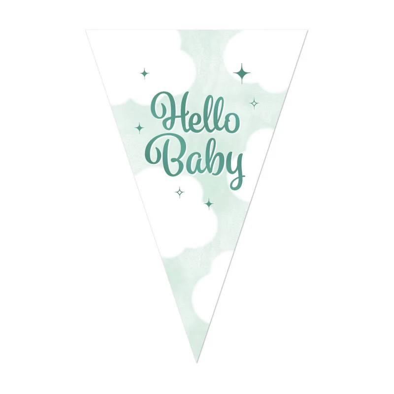 Türkisfarbene Girlande „Hello Baby“, 10 m