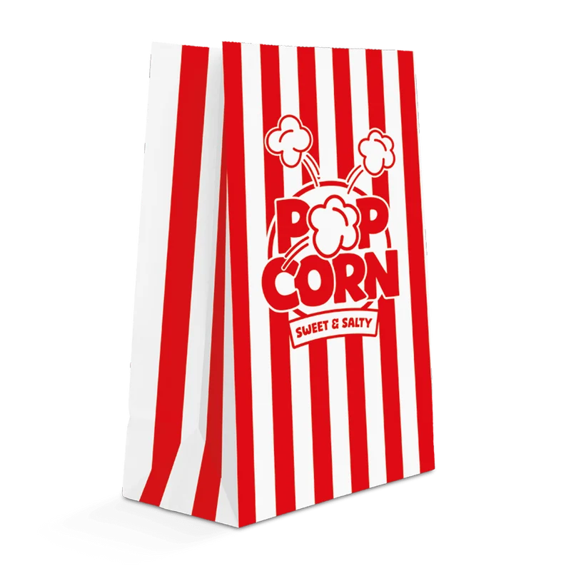 Rot-weiße Popcorn-Tüten, 23 cm, 8 Stück