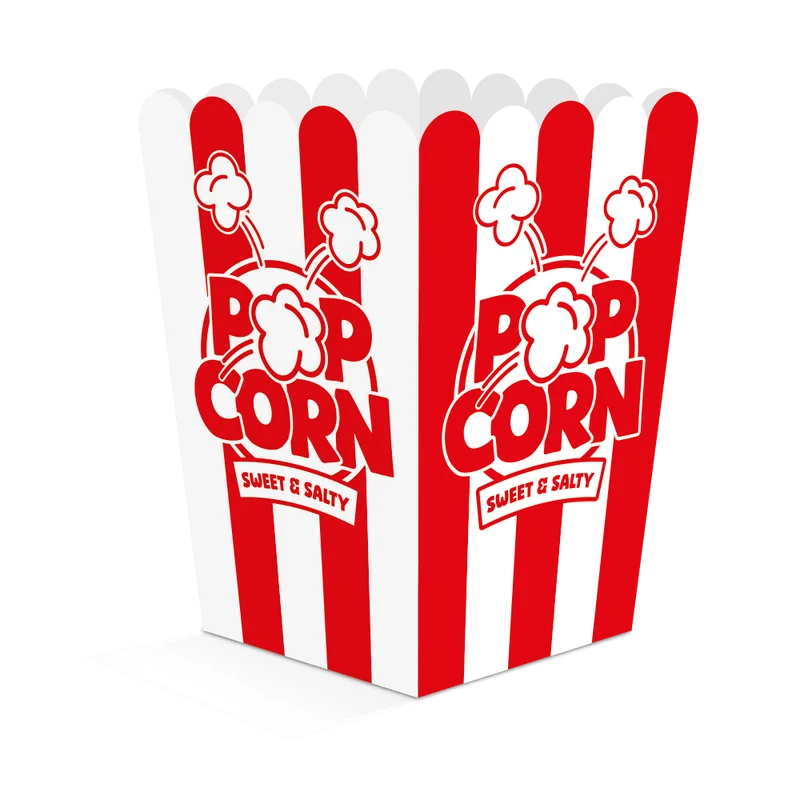 Rot-weiße Popcorn-Schälchen, 18 cm, 8 Stück