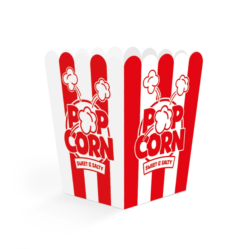 Rot-weiße Popcorn-Schälchen, 10,5 cm, 8 Stück