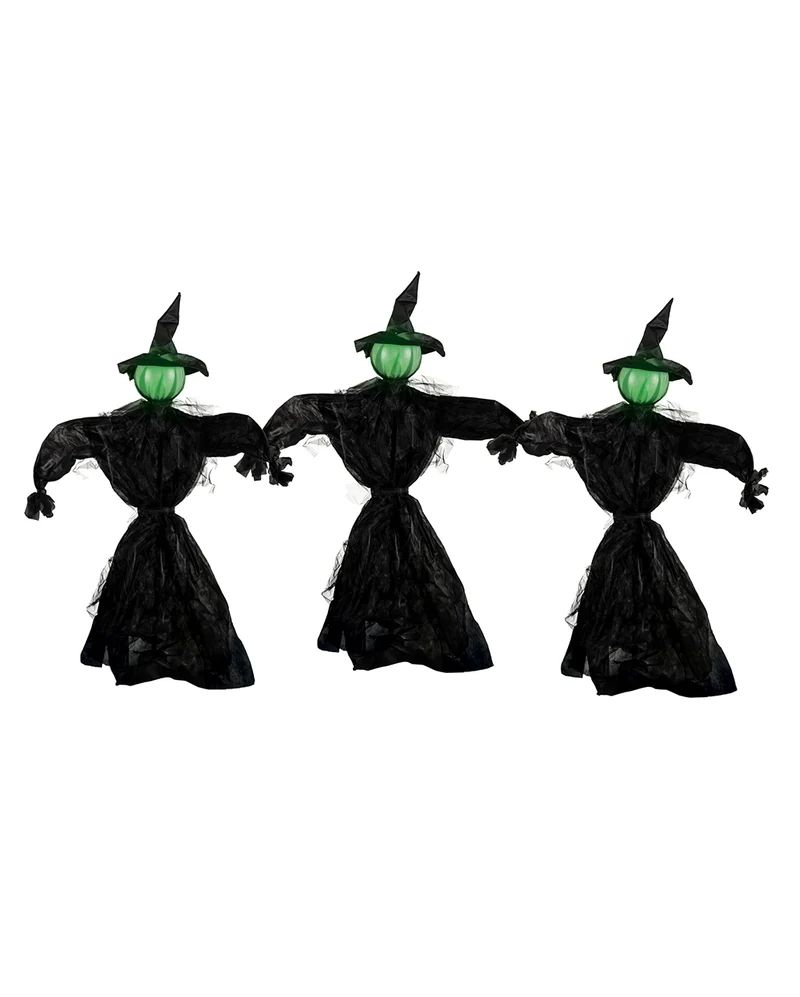 3 St. Halloween Hexen mit grünem Licht 113cm