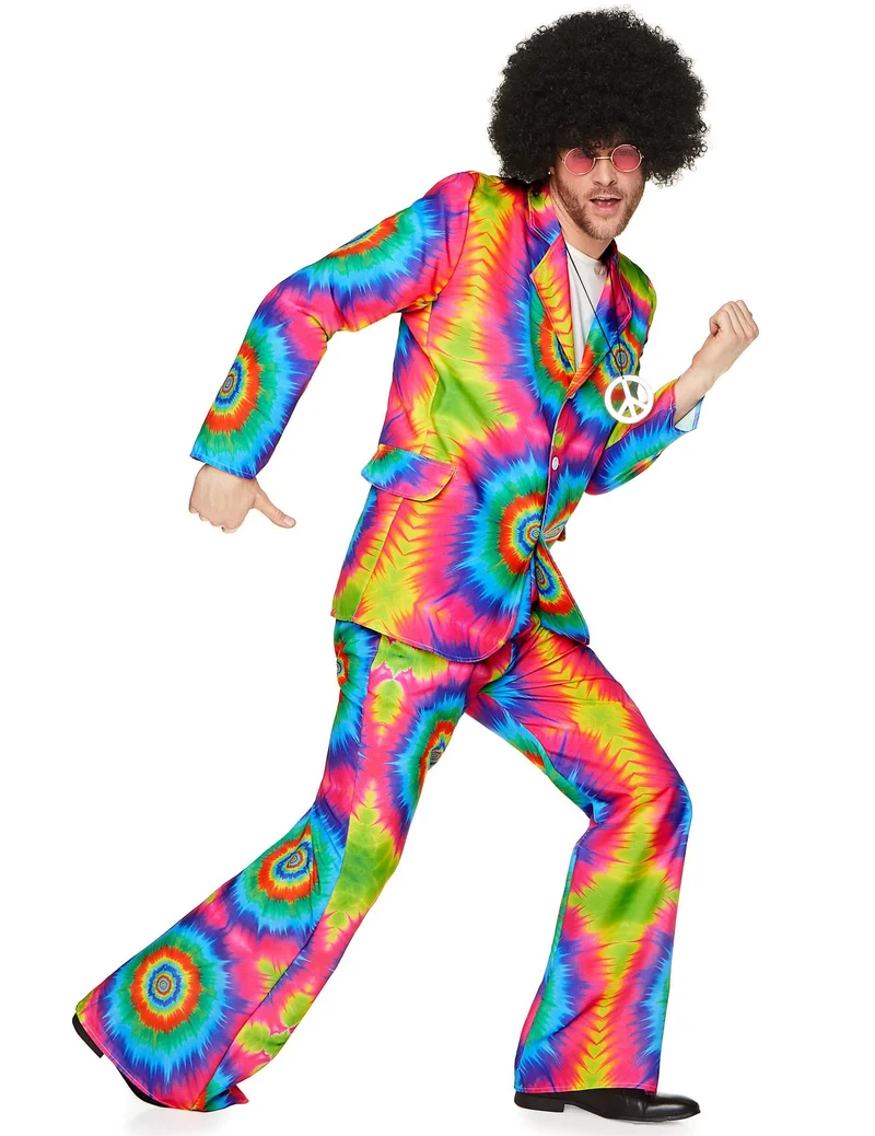 Hippiekostüm für Herren Batik bunt