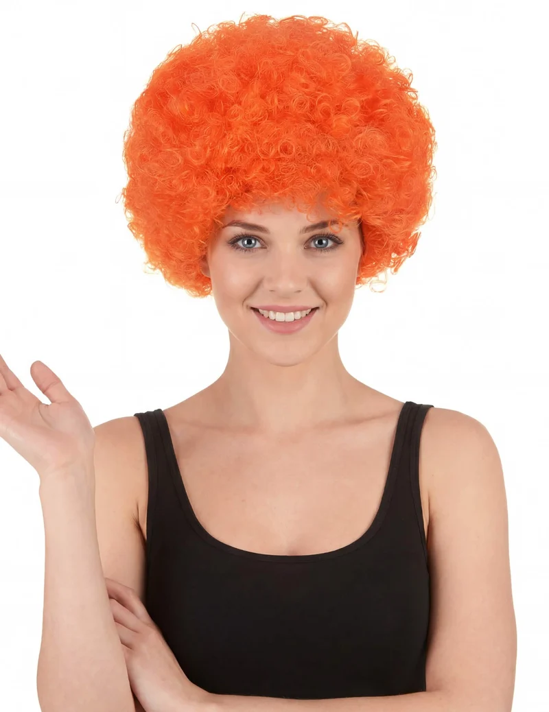 Afro-Perücke Clown orange für Erwachsene