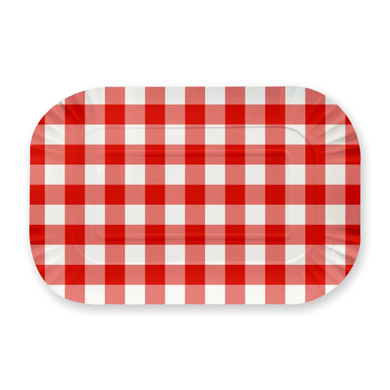 Servierplatte mit Rautenmuster, rot-weiß, 2 Stück