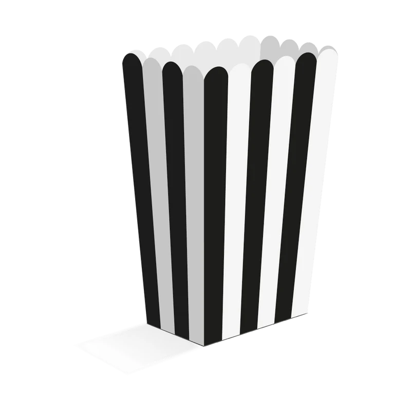 Weiße und schwarze Popcorn-Schälchen, 13,5 cm, 8 Stück